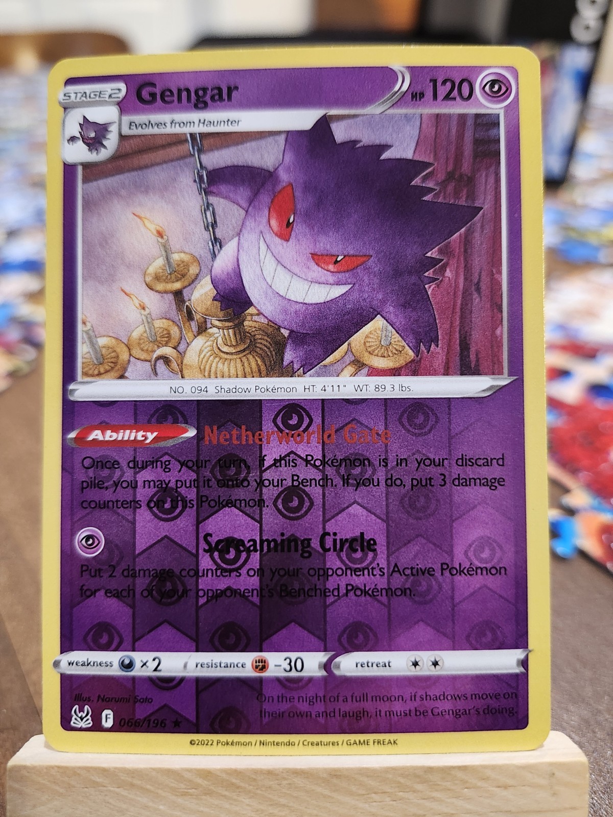 Gengar 066/196 Swsh11: Lost Origin Reverse Holo Pokemon TCG Card