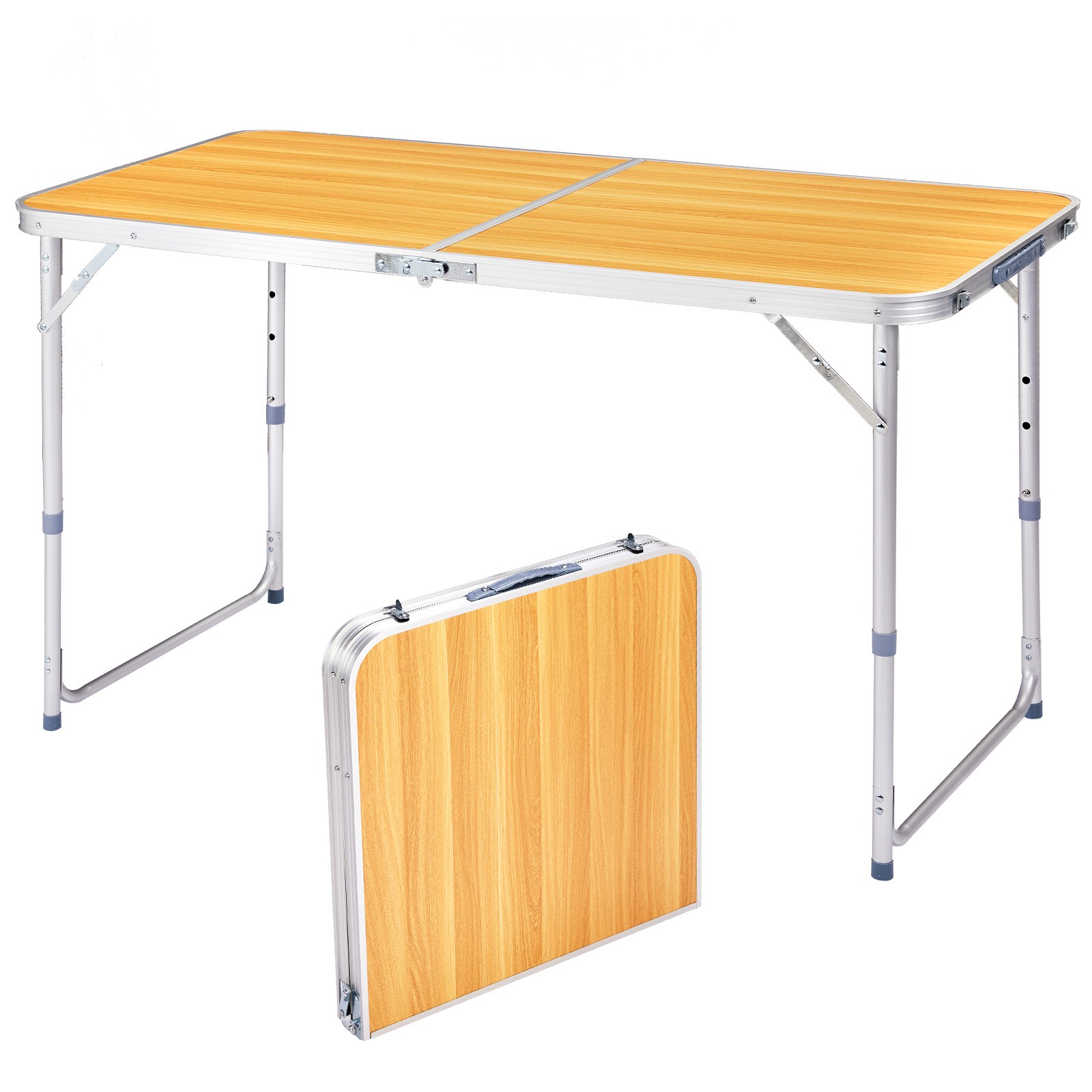 4Ft Portable Multipurpose Folding Table  wood grain color