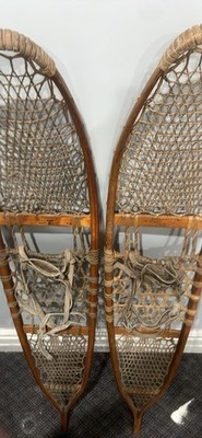Snocraft Vintage Traditional Wood Rawhide Snowshoes 1942 w/ Bindings 49-22