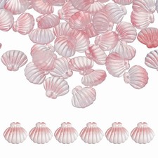 50 Pcs Glass Crystal Bead, Scallop Shape Beads for Jewelry Making, Pink