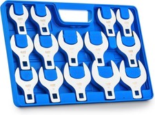 14Pc Metric Crowfoot Wrench Set 27-50mm, Chrome Plated with Case