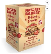 2 Packs Nature's Bakery Oatmeal Crumble Strawberry Bars~1.41 oz, 20 ct Each Pack