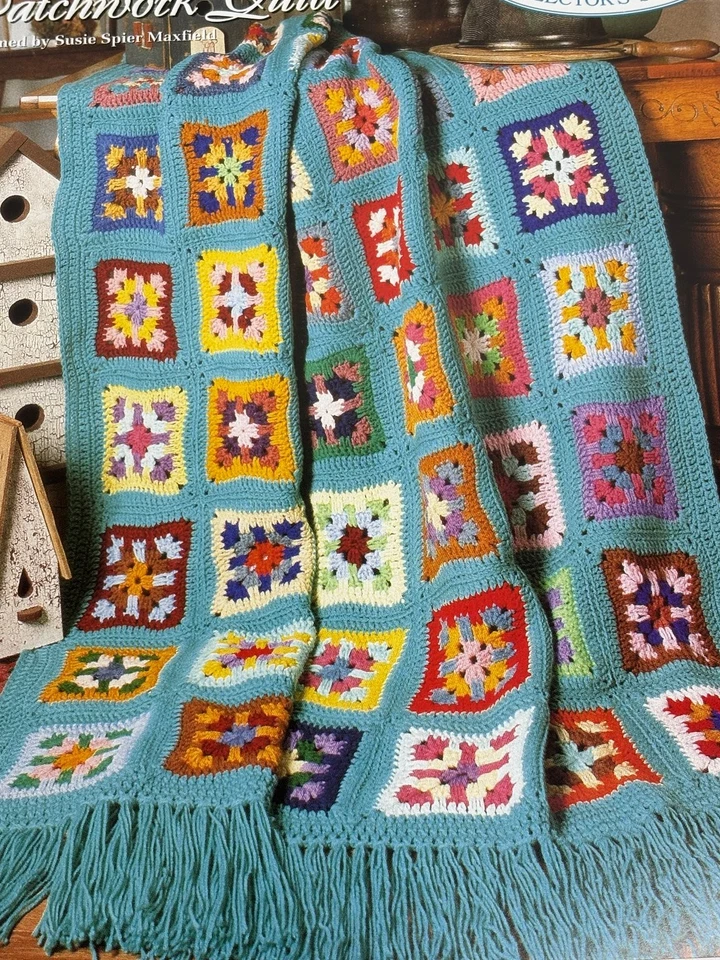 Patchwork Quilt Take Along Blocks Afghan Crochet Pattern Card Needlecraft Shop - Image 4 of 4