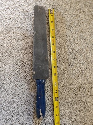 Vintage Blue Wooden Handle Stone Knife Sharpener 14''