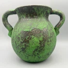 Weller Art Pottery Vase Coppertone Line Handles 1920's 6.5"H Green