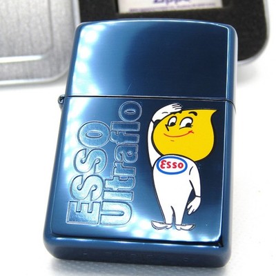 Exxon Mobil Esso Boy Ultraflo Blue Zippo Oil Lighter 2002 MIB Rare