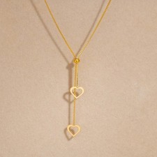 Dainty Double Heart Charm Necklaces for Women Valentine's Day Birthday Gifts