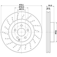 Hella Bremsscheiben Vorne Ø344 Mm Gelocht/Innenbel. FüR Mercedes-Benz Slk R172