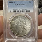 1881-S $1 Morgan Silver Dollar Coin PCGS MS64