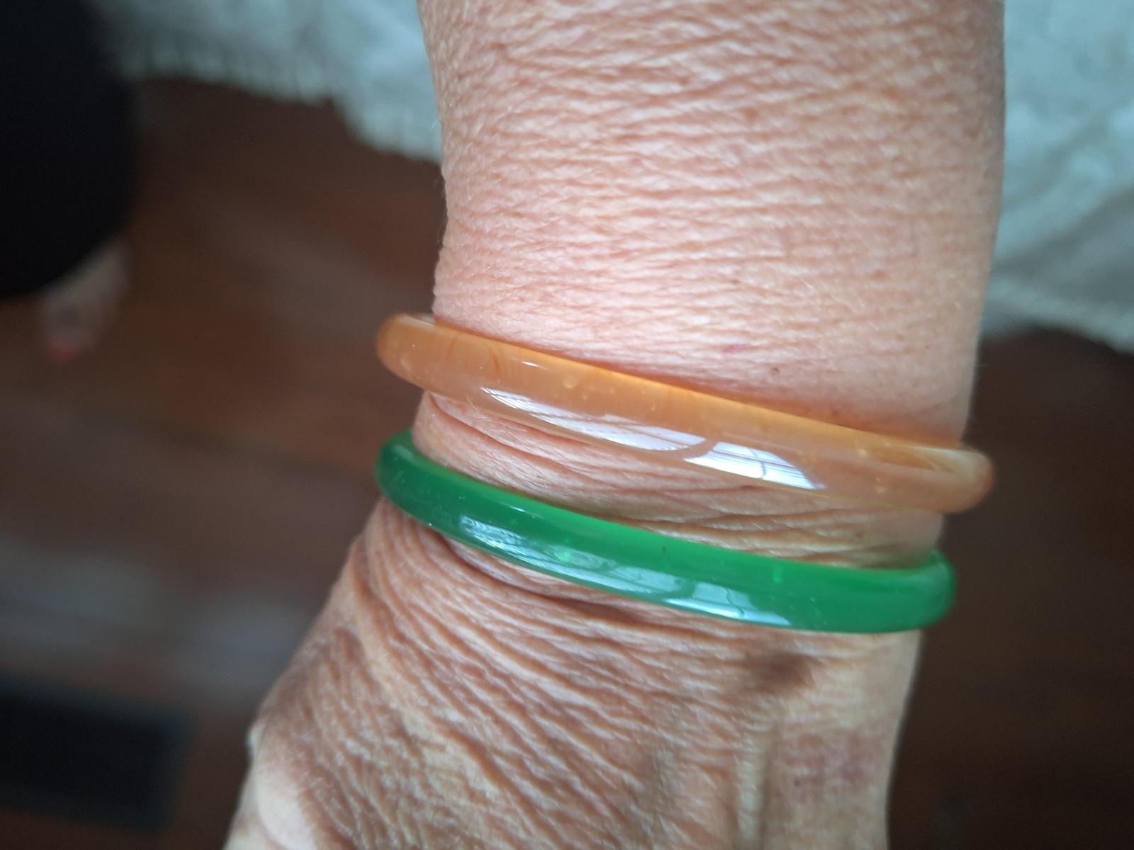 (2) Art Glass Bangle Bracelets Stackable Multi Co… - image 3