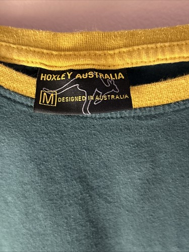 Vintage Hoxley Australia Herren T-Shirt M grün gold Down Under Känguru bestickt - Bild 3 von 5