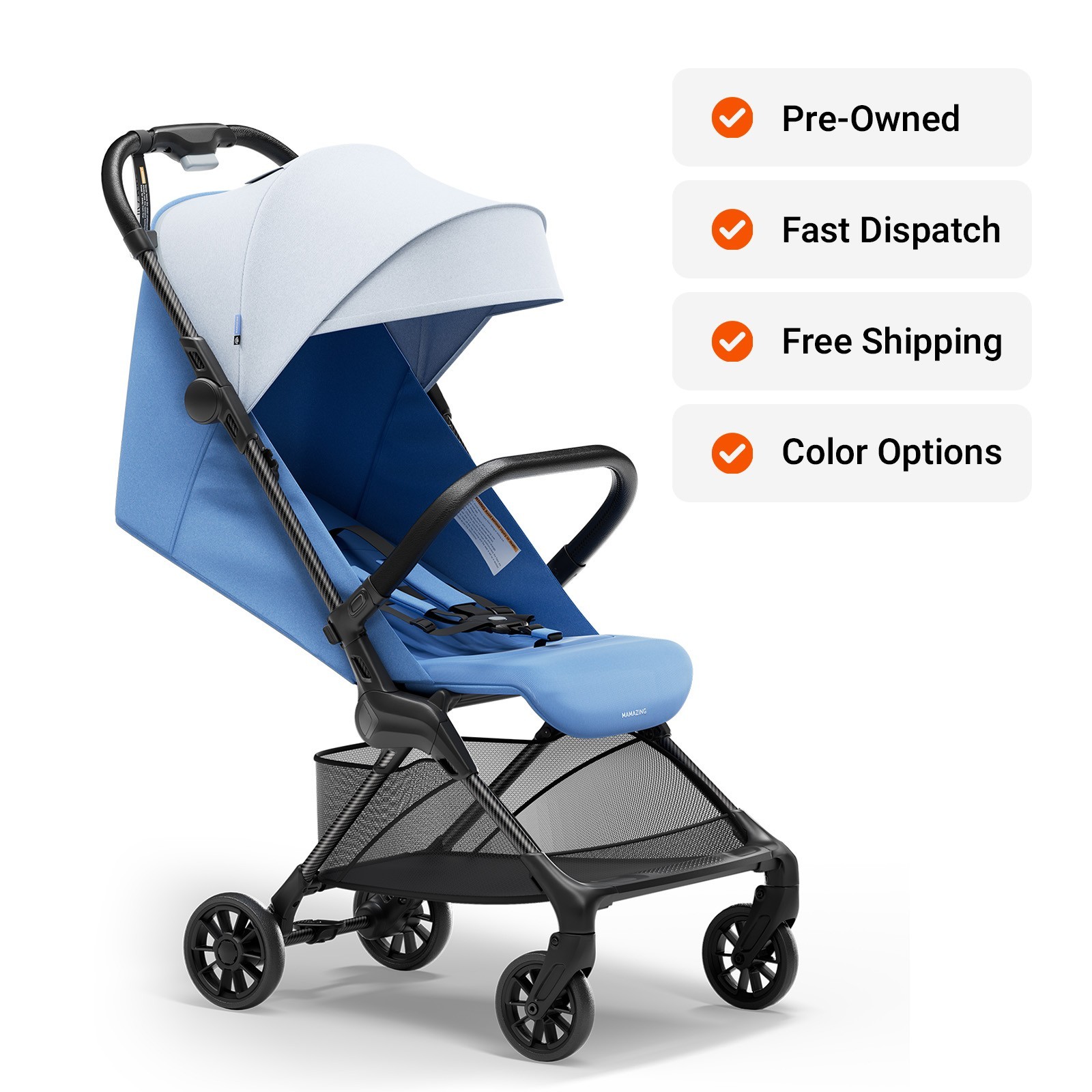 MAMAZING Ultra Air X Carbon Fiber Stroller 9.9 lbs Compact Travel | Pre-Owned