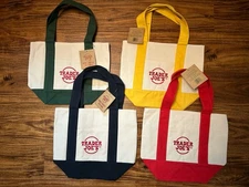 Trader Joe's Mini Canvas Tote Bag Set Of 4 Red Blue Green Yellow CHRISTMAS LIMIT