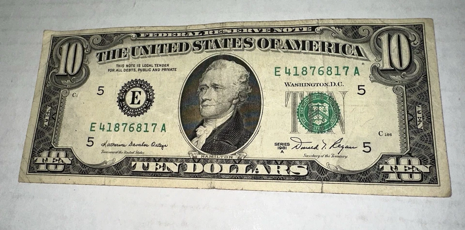 1981 A $10 Dollar Bill Federal Reserve E41876817A Circulated Richmond Virginia - Image 2 of 4