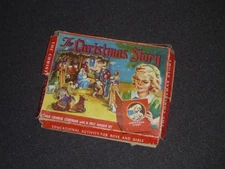 Vintage "The Christmas Story" Book and Manger Scene Figures 1952 Original Box