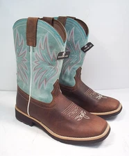 RANK 45 Women's 8.5 B Performance Leather Western Boots Broad Square Toe