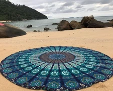raajsee Turquoise Round Beach Tapestry Hippie/Boho Blanket... 