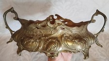 Alte goldene, massive Messing Jardiniere - franz&ouml;sisch Jugendstil - 34x14x18cm