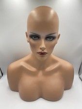 Female Mannequin Head w/ Shoulders 17.5 tall x 15.5 Wig Jewelry Makeup USED