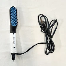 Mens 2-In-1 Beard & Hair Straightener Heated Ceramic Styling Brush 2 Temps WORKS