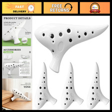 4 Pack 12 Hole Ocarina Musical Instrument in Alto C - Beginner Friendly, White P