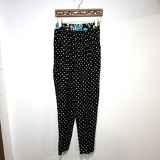 Fritzi California Polka Dot Rayon Pants Black White Size Large Womens Made USA