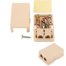 Phone Jack Surface Mount Dual Port Telephone Box with 2 RJ11 Ivory,White
