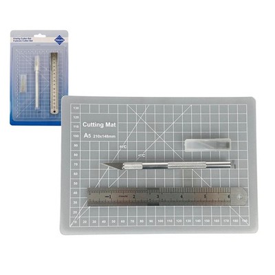 Pebaro Bastelset Messer, Skalpellmesser, Schneidematte, Stahllineal, Cutter Set