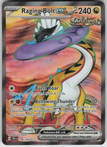 Pokemon Raging Bolt ex 196/162 Temporal Forces Holofoil Ultra Rare NM