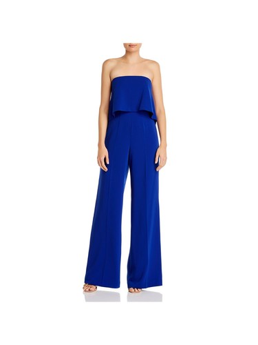 JAY GODFREY Womens Stretch Zippered  Strapless Evening Wide Leg Jumpsuit