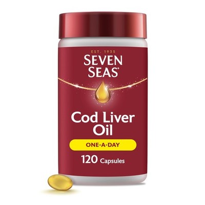 Seven Seas Cod Liver Oil One-A-Day Omega-3 Fish 120 count (Pack of 1), White 