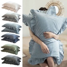 2Pcs Ruffled Pillow Cases Pillow Cover 48x74cm , Decorative Ruffle Pillowcase