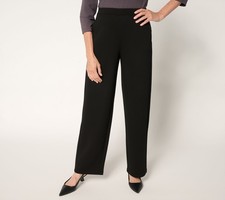 Susan Graver Weekend Regular Serene Knit Pull On Wide Leg Pants Black M New
