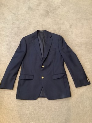 Ralph Lauren Navy Dark Blue Jacket Suit Men Wool 40 L Macy's Men Store 2 buttons
