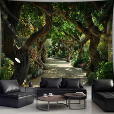 3D Tapestry Vine and Ancient Tree Stone Path Large Wall Hanging Backdrop Gifts
