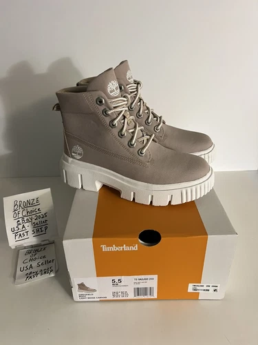 Timberland Greyfield stringato grigio beige tela taglia 5 5 donna leggero NUOVO