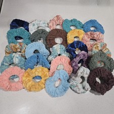 Bulk Assorted 25 Piece Lot Mixed Color Handmade Crochet Scrunchies Wholesale