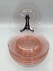 Set of 6 Depression Glass Pink Salad Plates 7.5" Diameter Plain/No Design Vtg