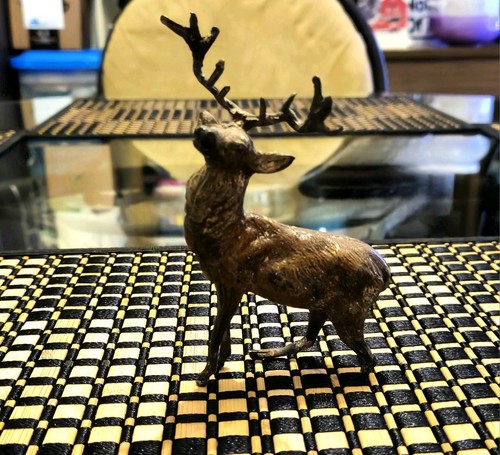 Vintage Brass 10 Point Buck Figurine 4.5 inches Tall Weight 4.1 oz