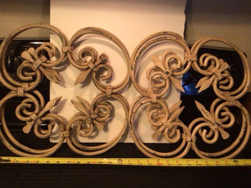 Fleur De Lis Wall Decor VTG Cast Iron Set Of Four 13” Panels