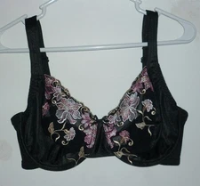 VALMONT EMBROIDERED UNDERWIRE MINIMIZER BRA #0427 BLACK SZ 38C NWOT