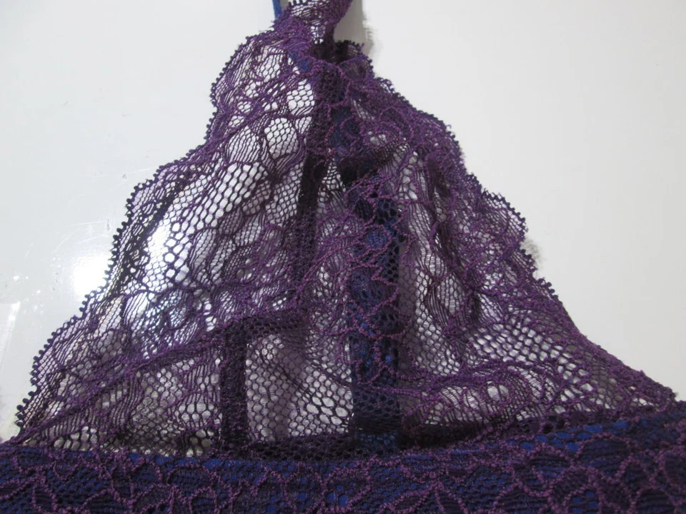 Sujetador BCBGeneration Talla S Púrpura Inalámbrico Sin Forro Ajustable Bralette Encaje Floral Foto 4 de 4