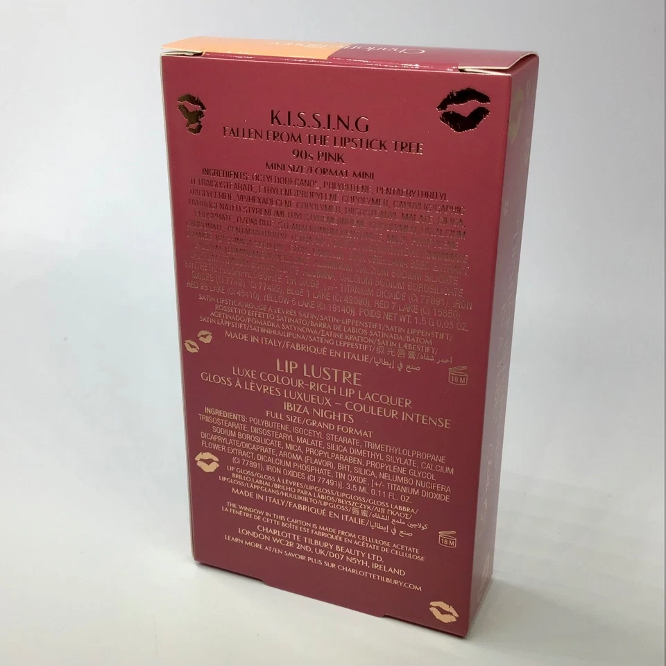 Charlotte Tilbury 90s Pink Rose Gloss & Rose Lipstick Duo KISSING + IBIZA - NIB - Image 2 of 3
