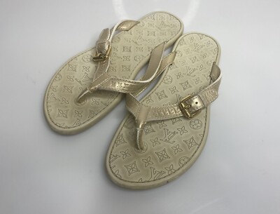 Louis Vuitton Monogram Slides Sandals Flip Flop Gold Sz 35,5 Eu