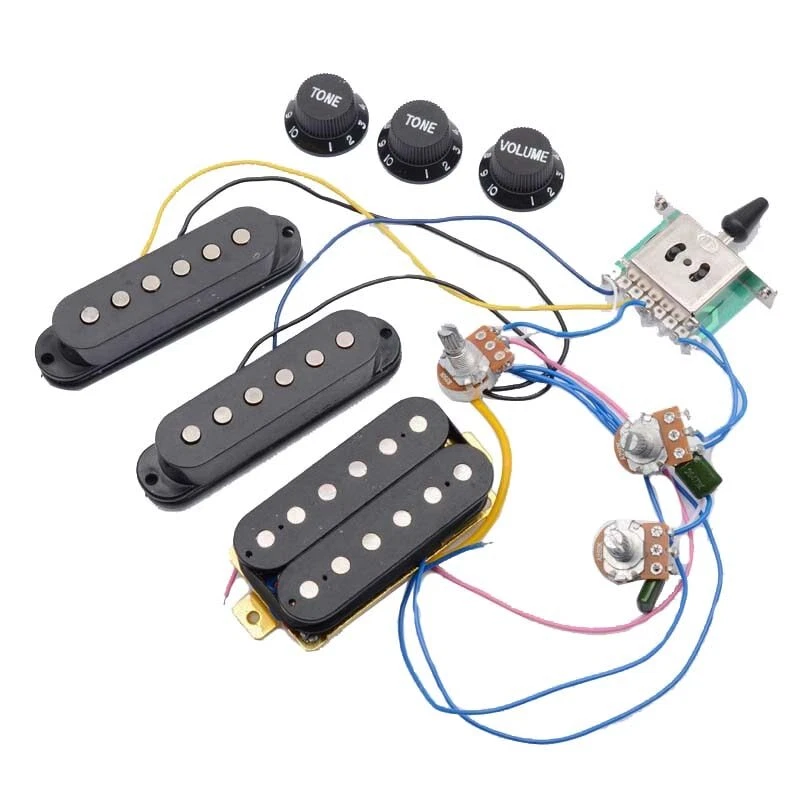 Electric Guitar Pickup Wiring Harness Prewired 5 way Switch 2T1V Control for ST
