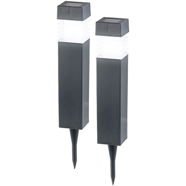 Lunartec 2Er-Set Moderne Solar-Led-Wegeleuchten Mit DäMmerungs-Sensor-image