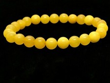 Baltic AMBER BRACELET Round Natural Amber Egg Yolk Yellow Beads Ladies 5,2g A126