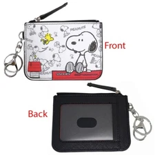 Snoopy Woodstock Character Themed Coin Purse Card Holder ID Wallet Keychain
