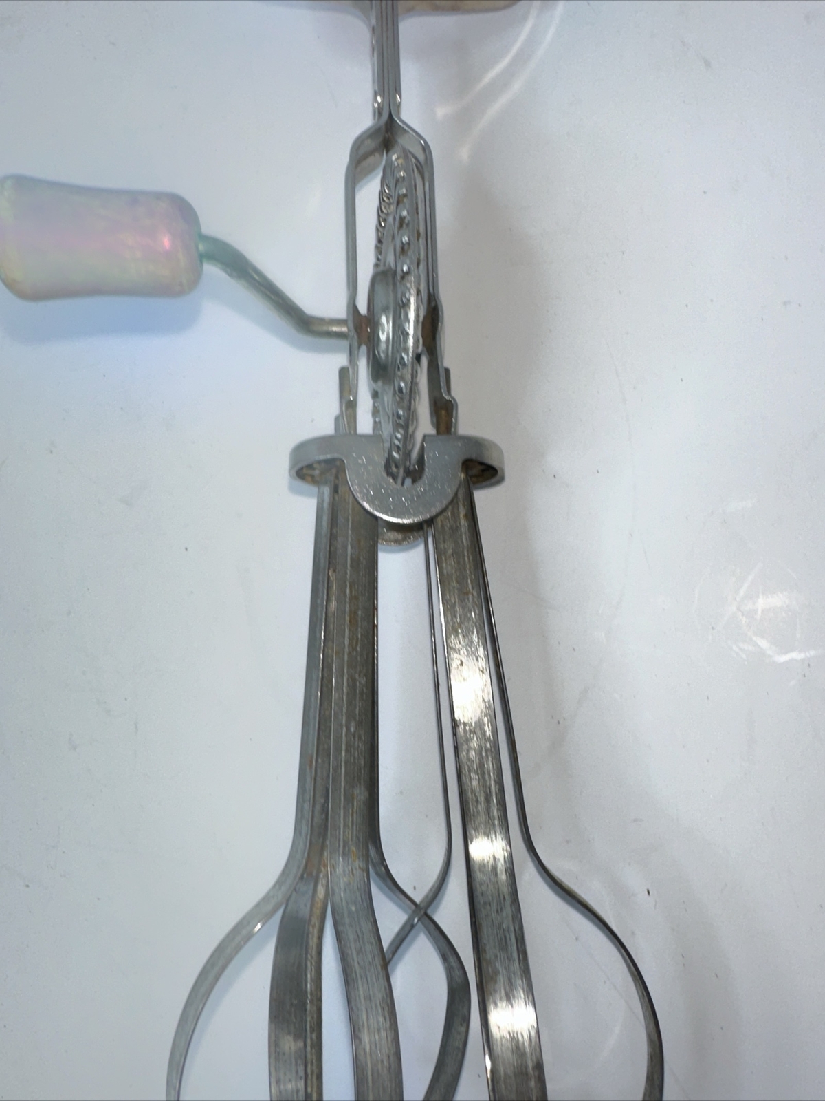 Vintage ANDROCK High Speed Beater Hand Mixer Egg Beater USA Red Wooden Handle