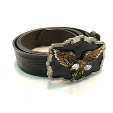 The Great American Buckle Co. Bald Eagle Buckle QD1243 USA 1983 Leather Belt 40”